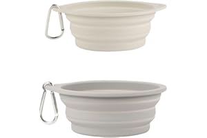 MSLSOZ Faltbarer Futternapf für Hunde, Wassernapf, faltbar, tragbar, für Hunde und Katzen, faltbar, aus Silikon für Haustiere (350 ml, hellgrau und 600 ml grau)