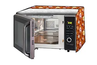 Stylista Microwave Oven Cover for Borosil Prima 30 Liter 1500 Watt Convection Oven Toaster Griller (OTG) Floral Pattern Orange