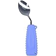 EZ Assistive Adaptive Spoon Easy to Hold for Independent Eating,Weighted Utensils for Hand Tremors (Purple Spoon Right Hand)