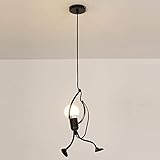 MOCHO AM Moderne et Charmant Suspendus Creative Iron Man Dessin animé Design Lampe Suspendue Élégant Suspendus Enfants Chambre Chevet Salon Balcon Étude Mignon Lustre, 1 Tête [Classe Energétique A +]