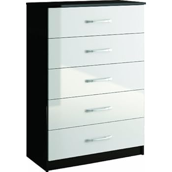 Birlea Lynx 5 Drawer Chest High Gloss Black And White Amazon