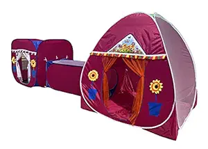 Home Cute Jambo Size 3 in 1 Pop-Up Kids Play Tent House with Crawl Tunnel, Cube Tent and Igloo Tent (Pink)