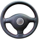 Schwarzes Leder, leicht zu reinigen, langlebig und bequem.