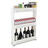 Todeco - Étagère à Roues, Meuble de Rangement avec Roues - Matériau: Plastique - Poids: 1,79 kg - 3 compartiments, 78 x 54 x 12 cm, Blanc
