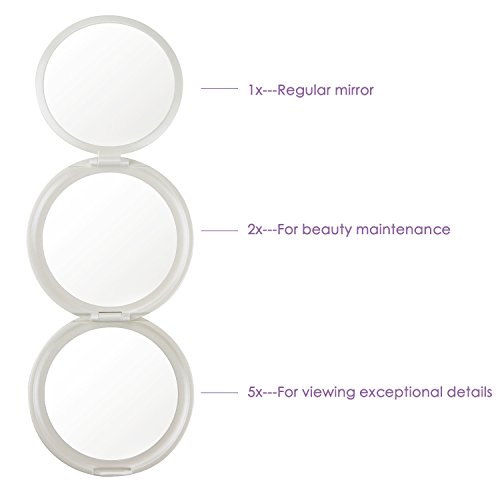 BROADCARE Make Up Spiegel klappbar Kompaktspiegel Tragbar Vergrößerungsspiegel (1 x, 2 x, 5 x) - 3
