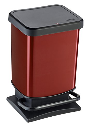 Sundis Rotho Paso Rouge pcb3 Cubo de Basura para la Cocina Pedal 20L con Patines Antiderapantes, Rojo