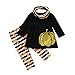 Produktbild Cuteelf Kinder Langarm Halloween Kürbis Top gestreifte Lätzchen Set Kind Baby Mädchen Kürbis Kleid gestreifte Hosen Halloween Kostüm Set Halloween lustige Kleidung Dark Series