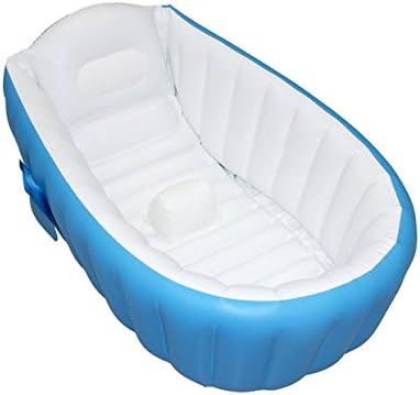 OOFWY Inflatable Baby Bathtub, Portable Mini Air Swimming Pool Kid Infant Toddler Thick Foldable Shower Basin with Soft Cushion Central Seat (Pink) , B