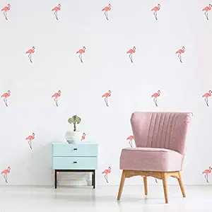 StickMe 'Flamingo - Pattern - Creative - Decorative Full Wall Sticker for Home Office School Kids Baby Rooms' -SM670 (Multi Colour, Vinyl - 10cm X 6 cm )