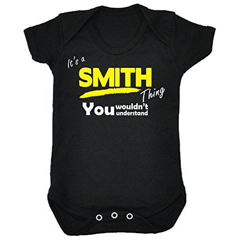 Fonfella Baby IT'S A SMITH THING YOU WOULDN'T UNDERSTAND Babygrow (18-24 Months SHORT SLEEVE - Black)