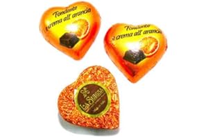 Cioccolatini Cuori Arancioni Gianduia La Suissa Kg 1 - Praline di Cioccolato Fondente Ripiene di Morbida Crema al gusto Arancia - Senza Glutine