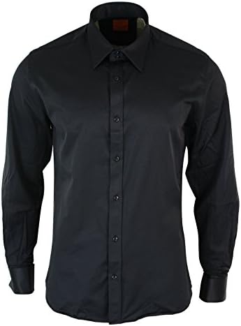 Mens Cotton Double Cuff Button Shirt Smart Casual Formal Italian Tailored Fit