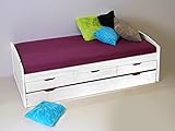 MARINELLA Funktionsbett Tandemliege 90 x 200 cm inkl. 4 Schubkästen für Kinderzimmer Jugendzimmer als Kinderbett Jugendbett Holzbett in Kiefer weiß - 2