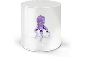 WD Lifestyle Bicchiere in vetro borosilicato. Capacità 250 ml. Decoro polipo.