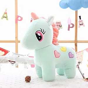 CLICK4DEAL Soft Long Soft Lovable hugable Cute Giant Life Animal Toy Size (32 cm Unicorn, Blue)