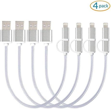 2-in-1 Lightning Cable, NexReach [4-Pack] High Speed Data Cable for Apple iPhone X/8/7/7 Plus/6s/6s Plus/6/6 Plus/5/5S/5C/SE, iPad 4, iPad Air 1/2, iPad Mini 1/2/3, Android phone, Samsung, Huawei, LG, HTC and More