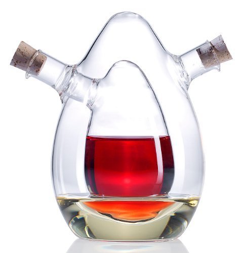 Rosenstein & Söhne - Oliera Acetiera da Tavolo 2 in 1 in vetro con doppio dosatore