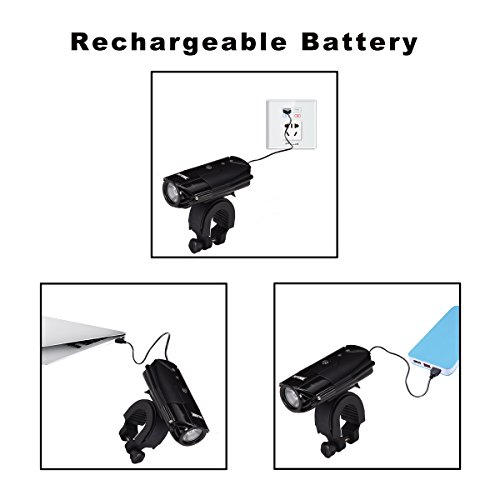 WONTECHMI Fahrradlicht Set, LED Fahrradlicht für Vorne und Hinten, per USB Wiederaufladbare Sehr Helle Fahrradbeleuchtung, Fahrrad Scheinwerfer, IP65 Wasserdicht, mit Freiem Rücklicht und Helmhalterung - 6
