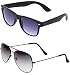 SHEOMY COMBO OF STYLISH BLACK WHITE AVIATOR AND BLACK BLUE WAYFARER SUNGLASSES WITH 2 BOX RS.299.00