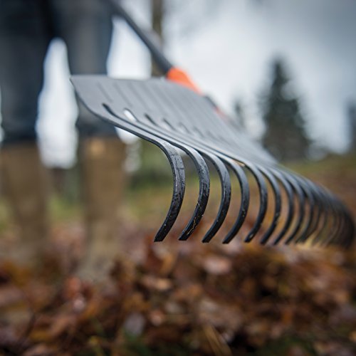 Fiskars Laubbesen, 25 Zinken, Breite 49 cm, Kunstoff-Zinken/Aluminium-Stiel, Schwarz/Orange, L, Solid, 1003465 - 6