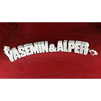 Beton, Steinguss Buchstaben 3D Deko Namen YASEMIN & ALPER mit Stern und Herzklammer als Geschenk verpackt! Ein ausgefallenes Geschenk zum Geburtstag oder auch zu anderen Anlässen.