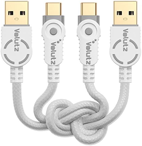 USB Type-C Cable, Volutz (2-PACK - 6.5FT / 2M) Gold-Plated &amp; Nylon Woven USB A to C Charger Leads for Galaxy S8, S8+, Note 8, Sony XZ, Pixel 2XL Nintendo Switch &amp; More Equilibrium+ (Ghost-White)