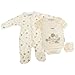 Baby Unisex Farmyard Friends Design 4 Piece Set, Sleepsuit, Bodysuit, Bib & Mittens (3-6 Months) (Cream)