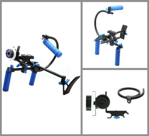 CamSmart   Universal film vid  o professionnel DSLR Kit cam  ra CAGE RIG   Top Handle   15mm en aluminium tige bloque plaque   Follow Focus   Matte Box pour DSLR DV cam  scope comme le Canon 500D 550 60 D 50 D 40 D 5D  5D 2 5 3 1Ds  Nikon D700 D300 D90 D7000 D5000 D3100 D3000  Fuji  Olympus  Pentax SLR DSLR et ainsi de suite  CAGE SET F 