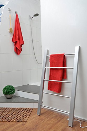 MEDION MD 15988 elektrischer Handtuchheizkörper, beheizbarer Handtuchwärmer, Elektrobadheizkörper mit 52 – 60° C, 110 Watt, 60 x 39 x 107 cm, silber - 4