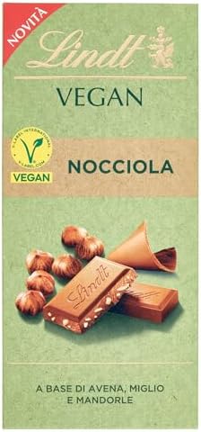 Lindt Tavoletta Vegana Nocciole, Tavoletta di Finissimo Cioccolato Vegano Lindt alla Nocciola, Formato 100g