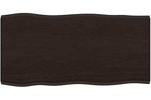 ‎VIDAXL vidaXL Tischplatte, Holzplatte für Tisch Esstisch Couchtisch, Massivholzplatte Handgefertigt mit Baumkante, Ersatztischplatte, Dunkelgrau 80x40x2cm Massivholz Eiche Behandelt
