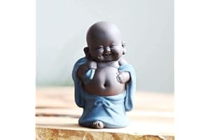 MONLIYA Keramik Tiny Cute Buddha Statue Mönch Figur Kreative Crafts Puppen Ornamente Geschenk Classic Delicate Ceramic Arts and Crafts Tee Zubehör 4 '' Zoll hoch (Stil 5)