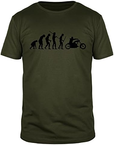 Evolution Chopper - Fun T-Shirt Man, Size:M;color:Oliv