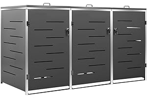 vidaXL Mülltonnenbox für 3 Tonnen Abschließbar Rostfrei Müllbox Mülltonnenverkleidung Mülltonne Müllcontainer Gartenbox 207x77,5x115cm Edelstahl