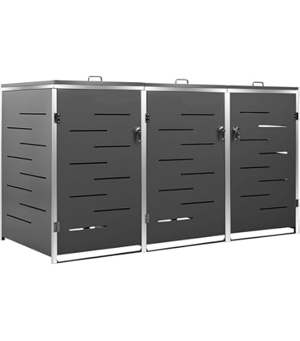 VidaXL Copribidone Doppio In Polyrattan Nero - Per 2 Bidoni Della Spazzatura | Resistente All'Acqua - Foto 14