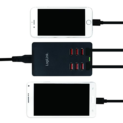 LogiLink PA0140 Fast Charge USB Multiport Ladegerät/Ladestation, 8-Port, 5V/44W mit eingebautem Intelligent-IC schwarz - 5