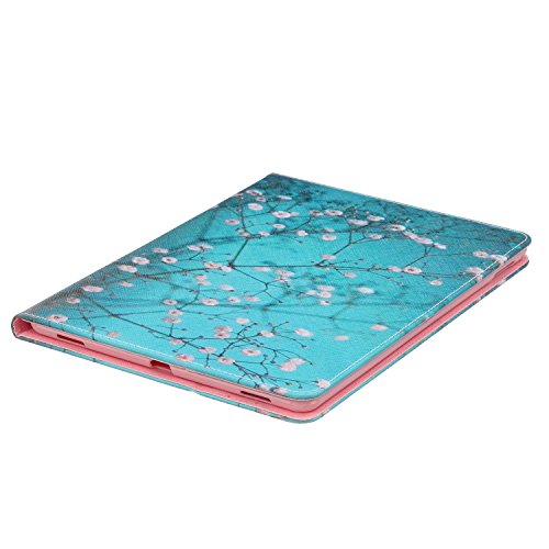 iPad pro 9.7 Hülle,iPad pro Case – Felfy PU Ledertasche Luxe Bookstyle Flip Standfunktion Magnetverschluss Ledertasche Muster Eule Elefant Möwe Schmetterling Bunte Malerei Retro Painted Abdeckung Schutzhülle Ablösbar Handliche Case Tasche Etui für iPad pro 9.7 Zoll (Plum Blume) + 1 x Hellblau Blau Stylus + 1 x Blaue Blumen Dust Plug - 6