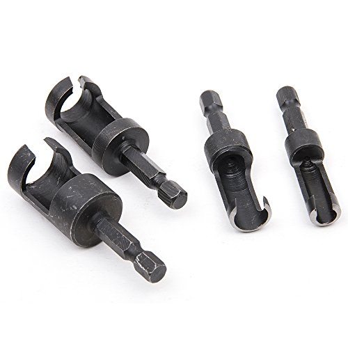 Fortag 4 tlg Zapfenbohrer Bohrer Set Pfropfenbohrer Cutter Drill Forstnerbohrer Schneidesatz Dübel Zapfenfräser Zapfenschneider Holzbohrer Satz 6mm-16mm - 4