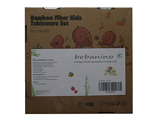 Aus diesen niedlichen Bambusgeschirr von Bebanino macht die Mahlzeit für Ihre Kinder Spaß! Ideal für die ersten selbständigen Häppchen, dass 5-teilige Bambus Geschirr Set ist aus biologisch abbaubaren Bambus hergestellt / Kinder-Baby Bambusgeschirr Set ist geruchs- und geschmacktsneutral Spülmaschinengeeignet und robust! Einfach ein farbenfroher Hingucker am Tisch. - 2