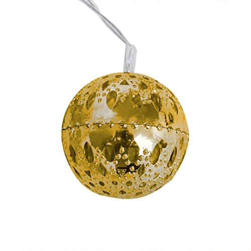 sunnymi 2.5m 20 Lampe Batterie Kugel Licht String/Warmweiß/Weihnachten WeddingXmas Party Dekor/Outdoor Fairy String Licht Lampe/Wunderbare Visuelle Effekte (Gold)