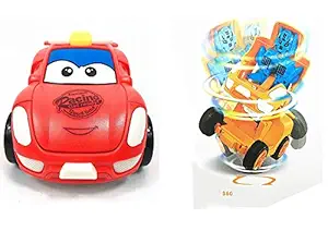 Shanaya Toys Friction Family Deformation Toy Racing Car - Manually Convert from CAR to Robot/ Push n go Toys for Kids ( Random Colour )