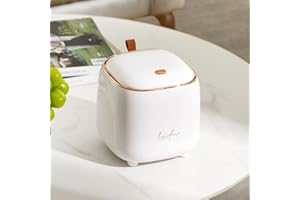 YUZITA Mini Cestino da Ufficio in Plastica Con Coperchio e Pulsante di Pulizia - Per Casa e Ufficio - Include 50 Sacchetti della Spazzatura