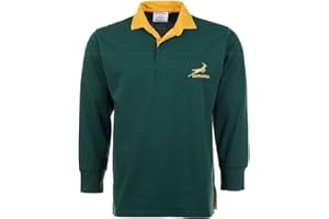 Fashion Link Men’s Rugby Full Sleeve with Collar Shirt | South Africa Embroidered Logo | Collar Style | Rugby Fan Supporter Shirt | Casual Poly Cotton Shirt | Dark Green | Size S to 5XL