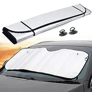 Rexmon Aluminium Foil Foldable Car Sunshades for Front/Rear Windshield ,Anti Dust Windshield Protector Heat Sun Shade Solar Reflective Car Front Windshield Cover (1 Pcs)