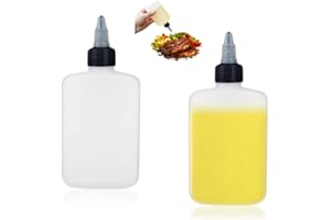 GIDWRIY 2 Pezzi Bottiglia Squeeze di Plastica 120 ML,Bottiglia di Plastica Olio,Squeeze Bottle con Cappucci,Bottiglie Da Spremere da Campeggio,Biberon per Olio da Cucina,Flaconi per Salse Cucina