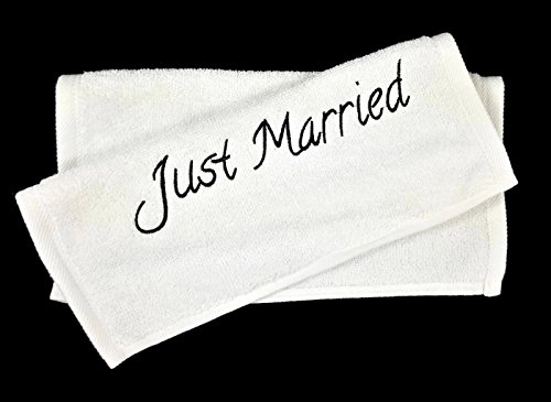 Hochzeits-Handtuch „Just Married“,- weiß, 30x50cm, Baumwolle, Geschenk, tolles Hochzeitsgeschenk für das Brautpaar / Hochzeitspaar - 2