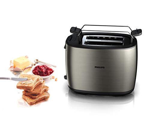 Philips HD2628/80 Zwei -Schlitz Toaster Auftau und Aufwärmfunktion, Brötchenaufsatz, 950 W Titanium - 4