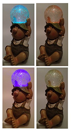 Gnom-Kunstharz-Figur, Gartenfigur mit solarbetriebener Beleuchtung, farbwechselnde Leuchtkugel - 7