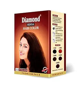 Diamond Henna Based Hair Color, 180g, 12 Sachets of 15g Each, Ammonia Free (2.2 Natural Brown)