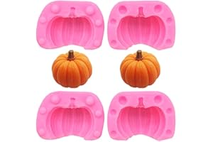 ROPNIIK Moule En Silicone 3D En Forme De Citrouille, 2 Paires Moule à Bougie Réutilisable Avec Effet Antiadhésif Pour Bonbons Pâtisserie Décoration De Gâteau Savon Halloween Thanksgiving Décoration De Noël